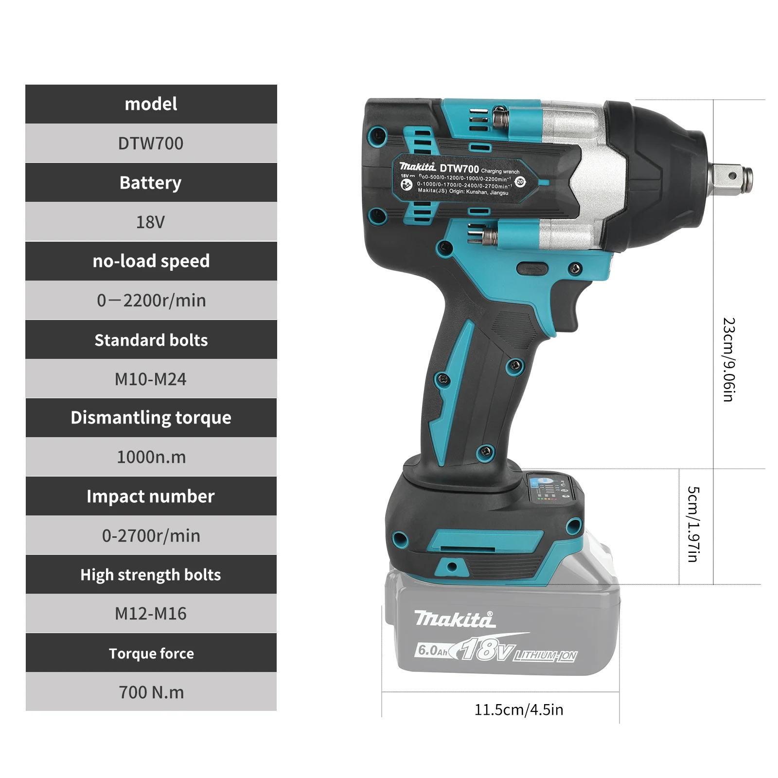 Makita DTW700 Cordless Impact Wrench One-touch Forward Reverse Switch Easy To Operate for Both Tightening & Loosening Tools - view 4