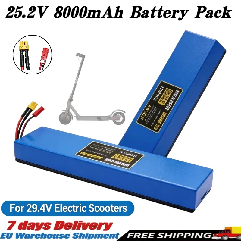 18650 Lithiumzellen 7S2P 25,2V 8000mAh wiederaufladbarer Li-Ionen-Akku, stabiler Entladevorgang, Ersatzakku-Zubehör, lange Lebensdauer, geeignet für die meisten Elektroroller-Modelle mit 29,4V Ladung.