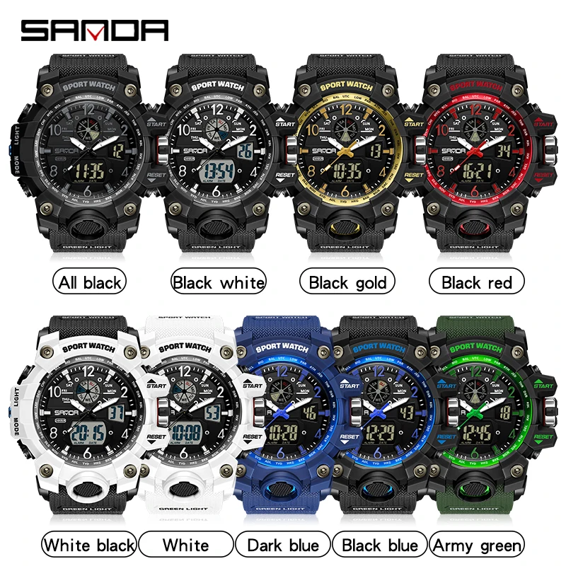 SANDA Brand G- Style Military Watch Men Digital Shockproof Sports Watches For Man Waterproof Electronic Wristwatch Mens Quartz