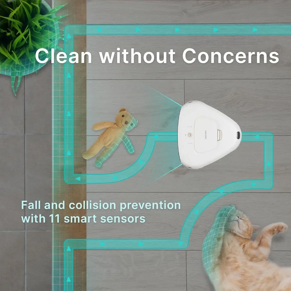 Three-Spin Robot Mop, Ultra Quiet Smart Mopping Robot Cleaner, for Hard Floor & Tile Cleaning with Remote Control, Water Tank