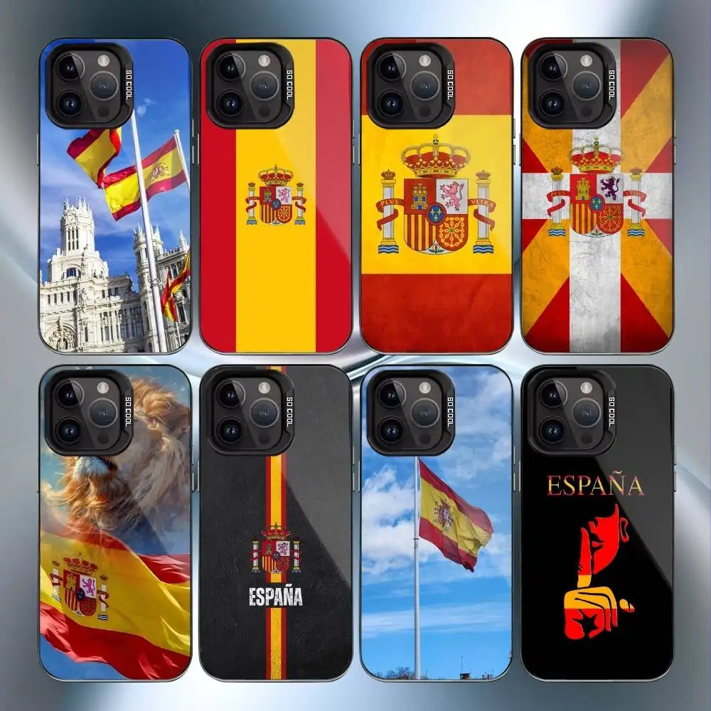 

S-Spain S-Spanish Flag Art Phone Case For IPhone 16 17 15 14 12 13 Pro Max Black Color Shockproof Cover