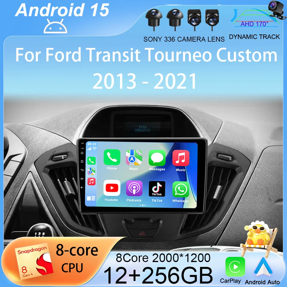 

Carplay Auto Android 15 for Ford Transit Tourneo Custom 2013-2021 Navigation Car Radio 2 Din Multimedia Player Head Unit Stereo