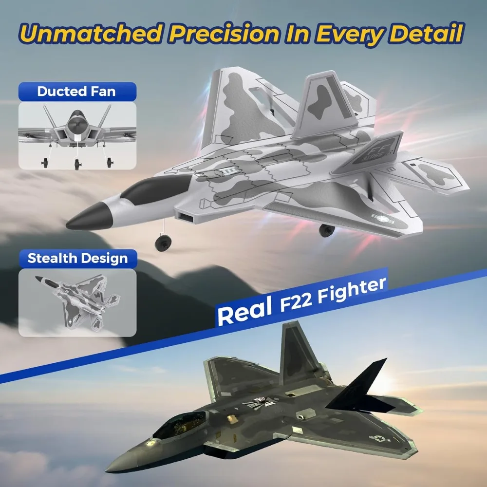 4 Channel 2.4G RC Fighter Plane with 6-Axis Gyro and Lights for Beginners