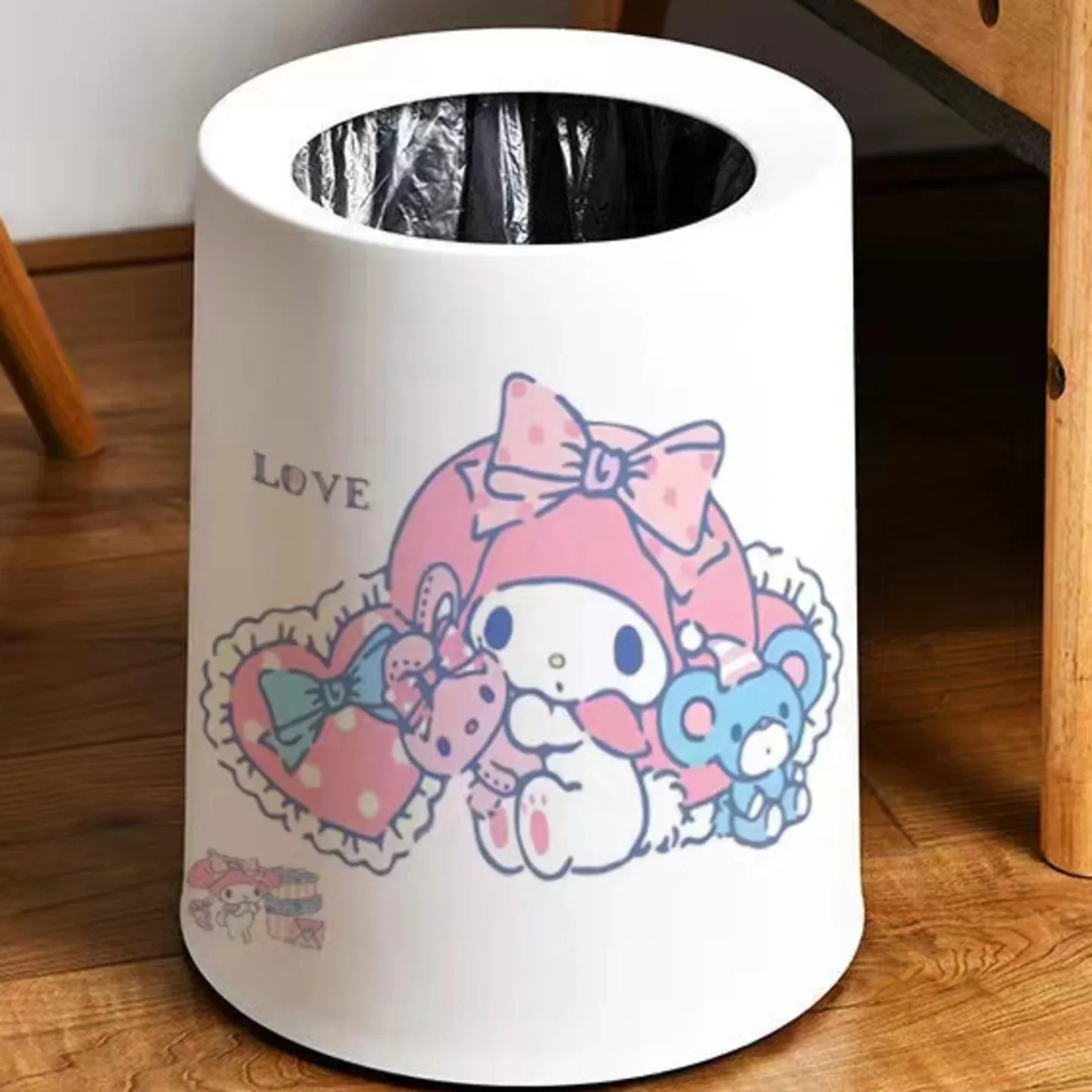 

Sanrio Kawaii My Melody Double-layer Trash Can Kuromi Cinnamoroll Anime Cartoon Dormitory Bedroom Ins Style Modern Garbage Cans