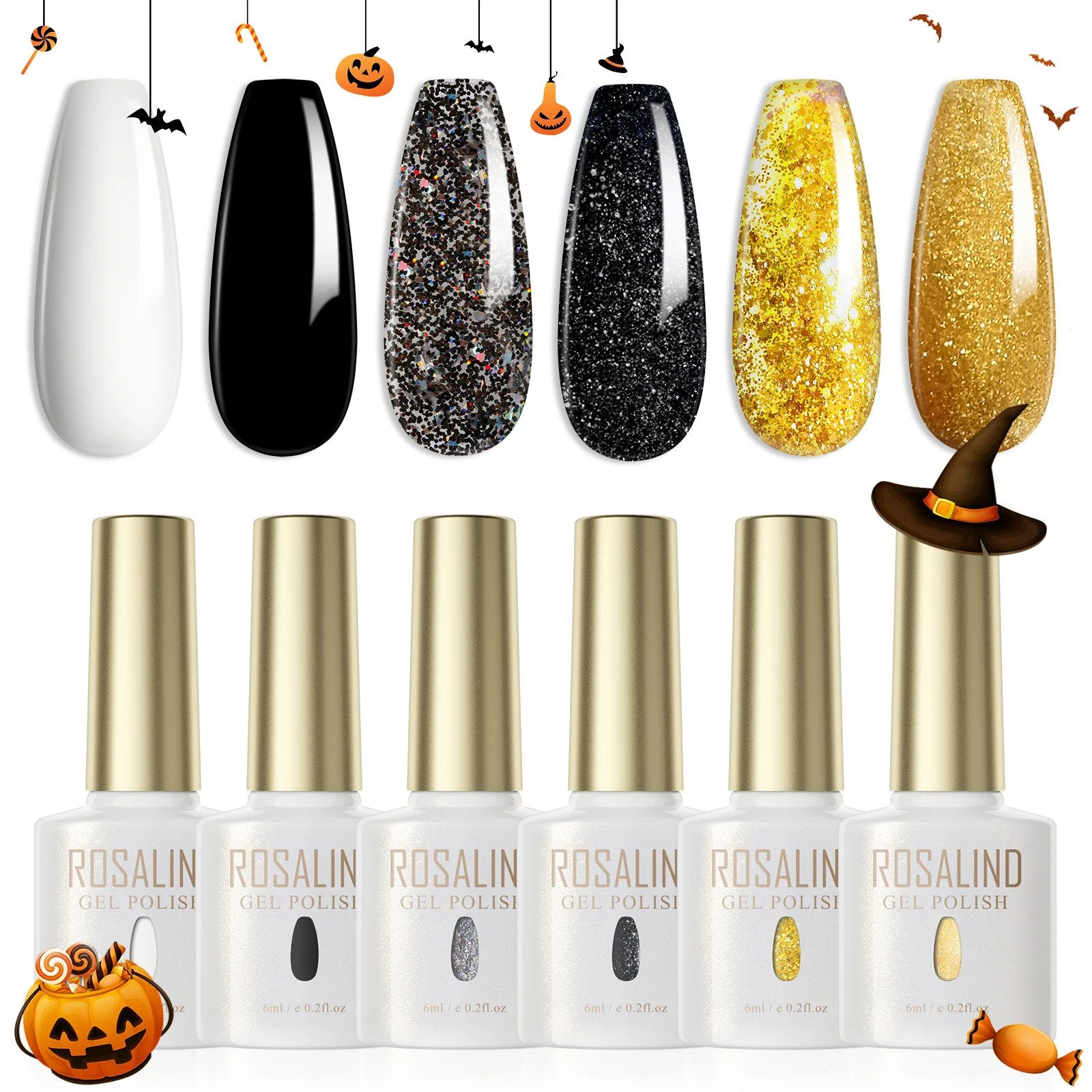 ROSALIND Smalto per unghie rosa Set da 6 pezzi Lampada UV Vernici semipermanenti Soak Off Matt Top Coat Effetto per Nail Art Design Nail Gel