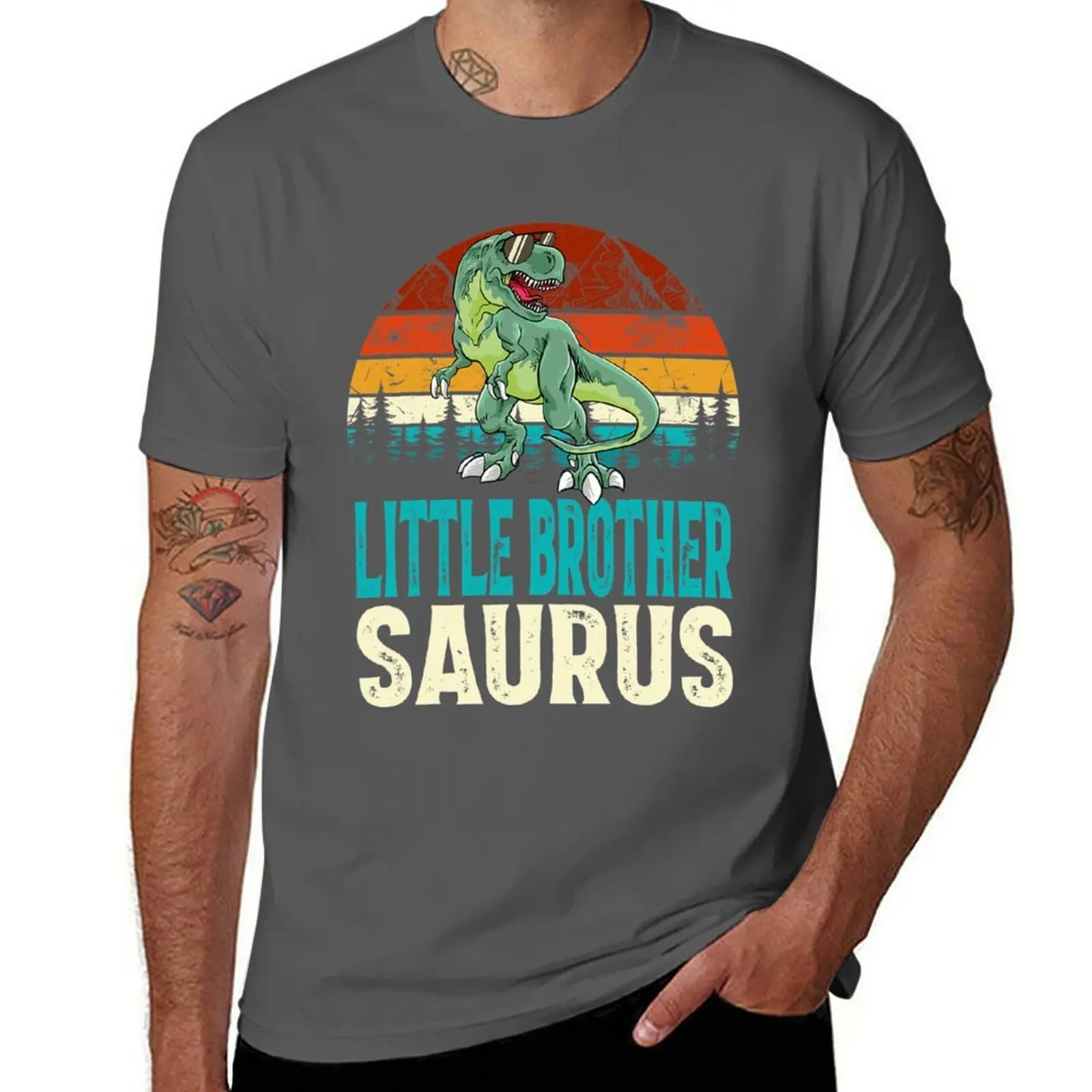 

Brothersaurus Little Saurus Little T Dinosaur Rex Brother T-Shirt Basic Simple Casual Short Sleeve Tee