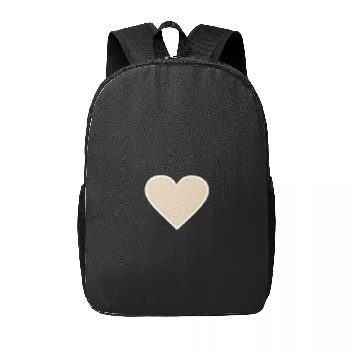 

Cute Heart Light Beige And Black Woman Backpacks Boys Girl Bookbag Children School Bags Portability Laptop Rucksack Shoulder Bag