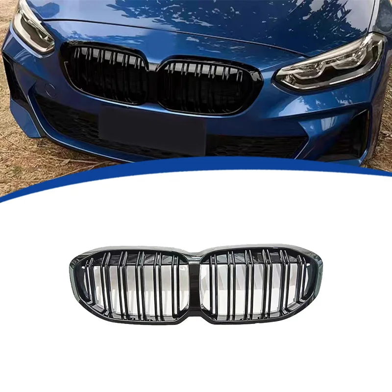 Suitable for 2020-2024 BMW 1 Series F40 modified dual line grille Front Racing Grille Grill Mask Cover Trims Front Hood Grills