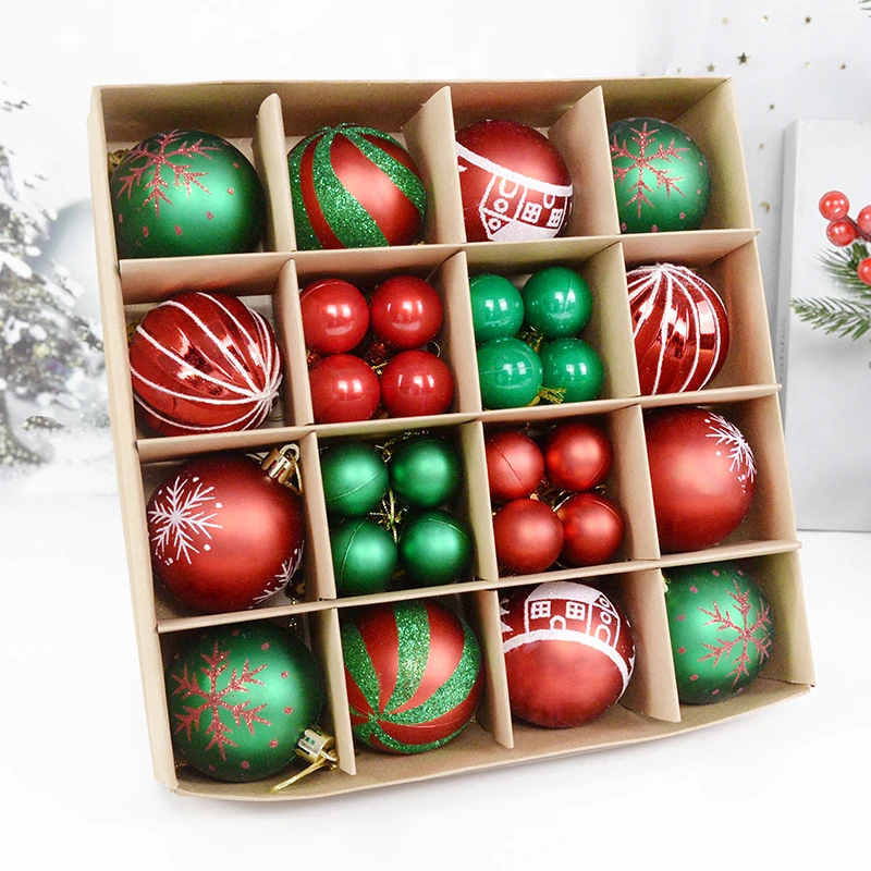 42/44Pcs 3/6cm Red Green Golden Christmas Balls Large Xmas Tree Ball Hanging Pendant Christmas Decoration For Home Navidad Decor