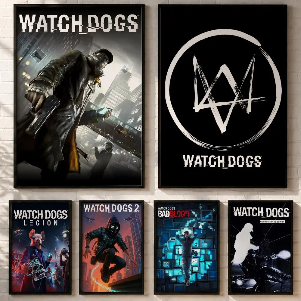 Watch Dogs Video Game Poster HD Poster Wall Art Self-Stick No-Residue for Home Cafe Office Great Gift
