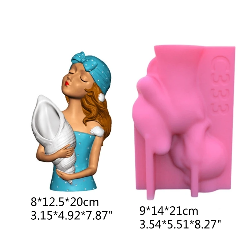 Imagem -06 - Molde de Silicone para Vaso de Concreto Suporte da Planta Cimento Argila Conch Girl Gypsum Faça Você Mesmo Suculentas Vaso R3mc