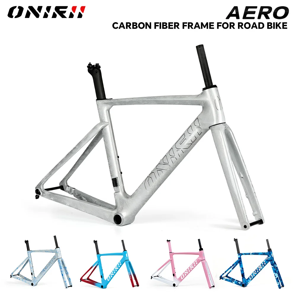 

Карбоновая рама для шоссейного велосипеда ONIRII с передней вилкой под сквозную ось, рулевой колонкой, подседельным штырем, креплением для шоссейного велосипеда, размеры 12x100 мм, 12x142 мм