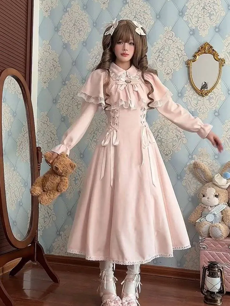 Herbst Französisch Vintage Prinzessin Dresss Frauen Swwet Bogen Spitze Patchwork Schlank Midi Kleid Weibliche Elegante Mode Party Kleider Neue