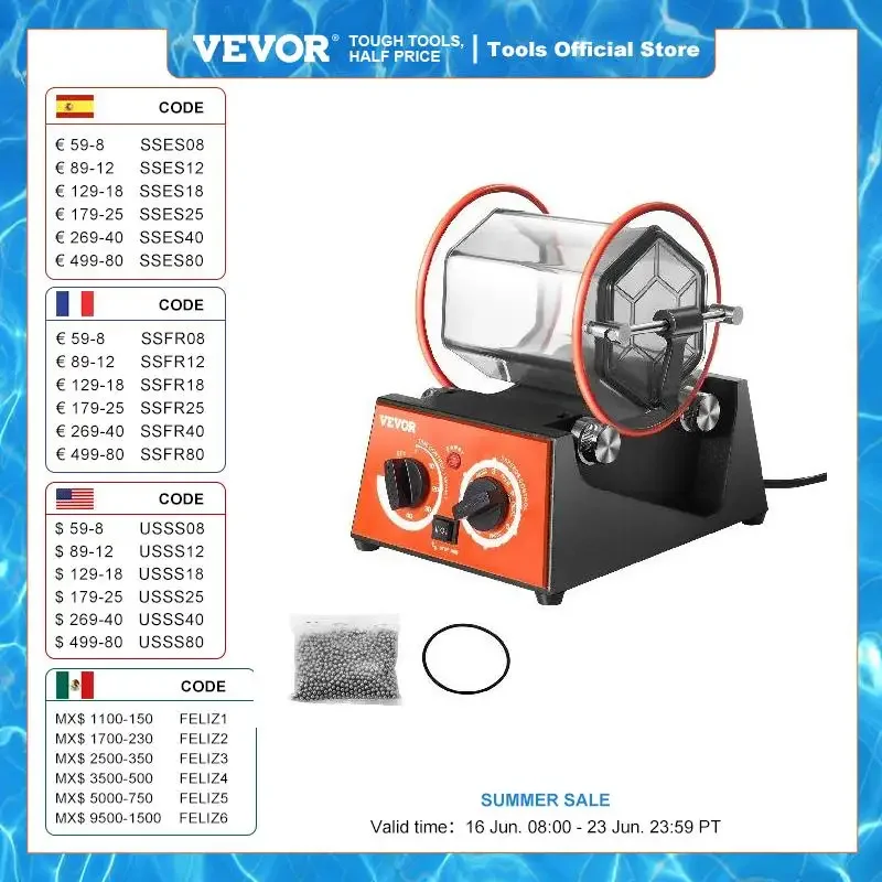 

VEVOR 3kg 5kg Rotary Tumbler Surface Polisher Jewelry Drum Polishing Machine Gem DIY Mini-Tumbler Finishing Tools