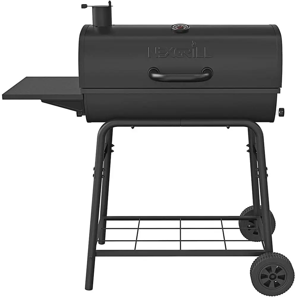 29 Charcoal Grill with Side Shelf and Adjustable Charcoal Tray | Offers Smoky Flavor, Built-In Thermometer, Chimney Air Vent, 55