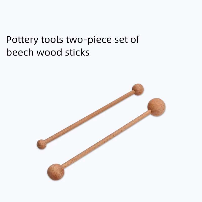 Pottery Tools Beech Wood Ball Bat Pressure Sculpture Pottery Clay Handmade Clay Plastic Pottery Blank Repair Tool Two-piece Set