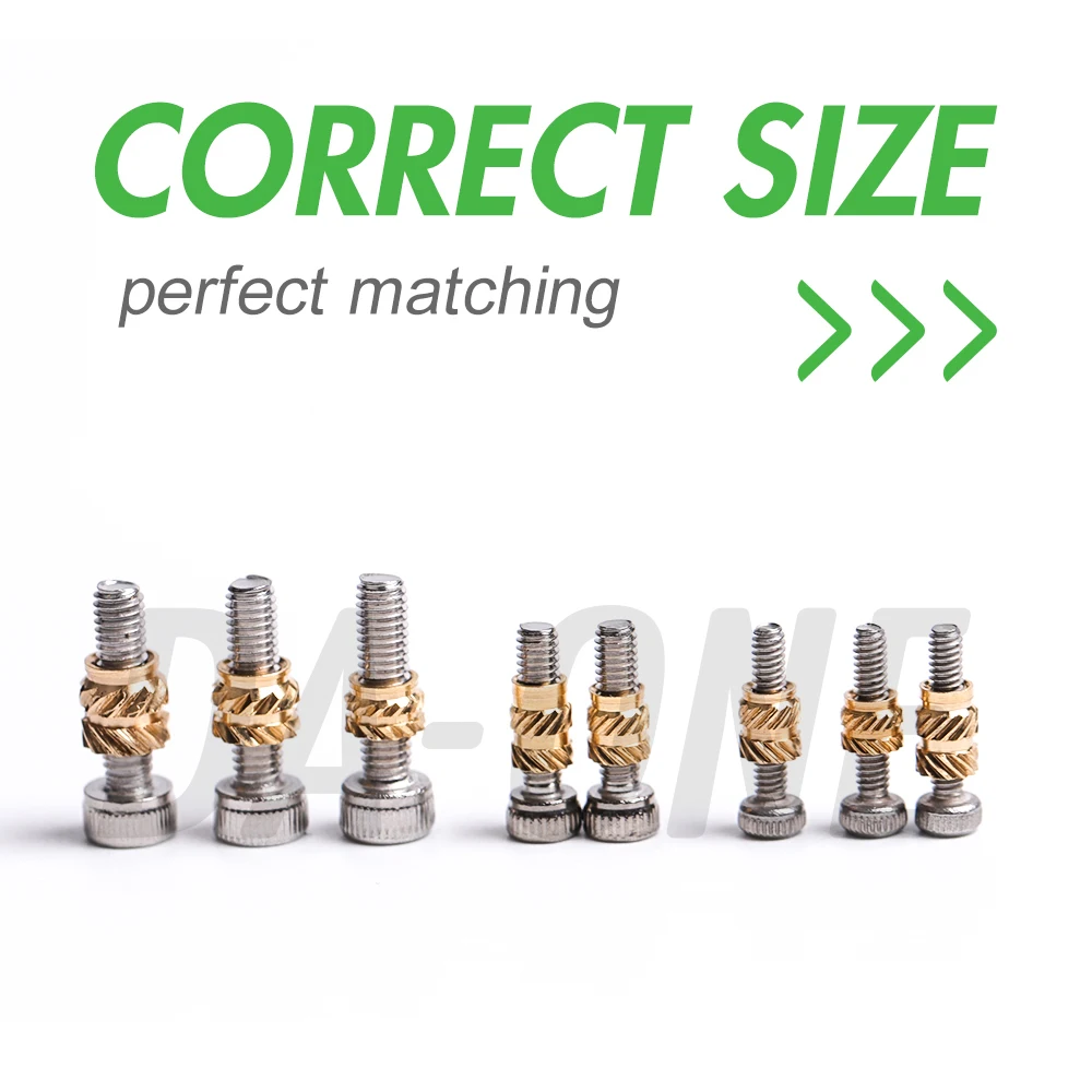 M2 M2.5 M3 M4 M5 M6 Brass Hot Melt Inset Nuts Assortment Kit Thread Copper Knurled Threaded Inserts Embedment Nut Set 65-400 Pcs