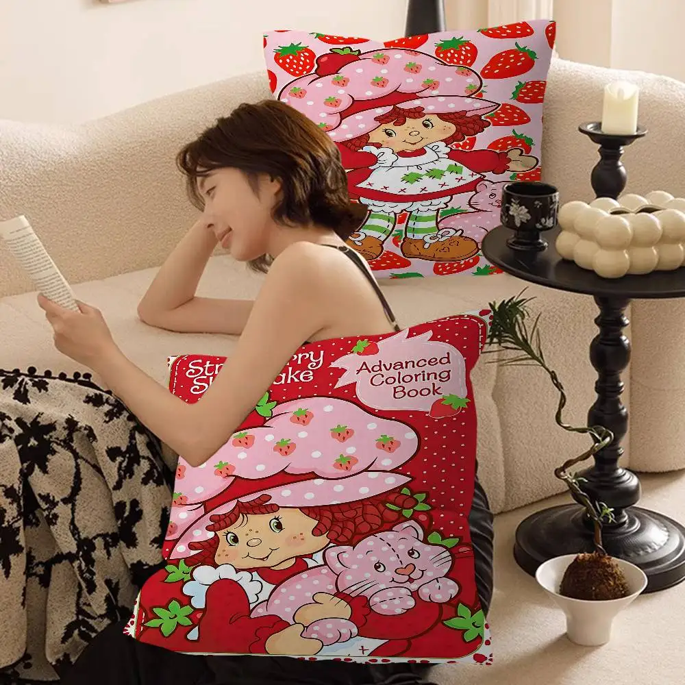Cartoon Girl S-Strawberry S-Shortcake Pillow Gift Home Office Decoration Bedroom Sofa Car Cushion Cover case 45x45