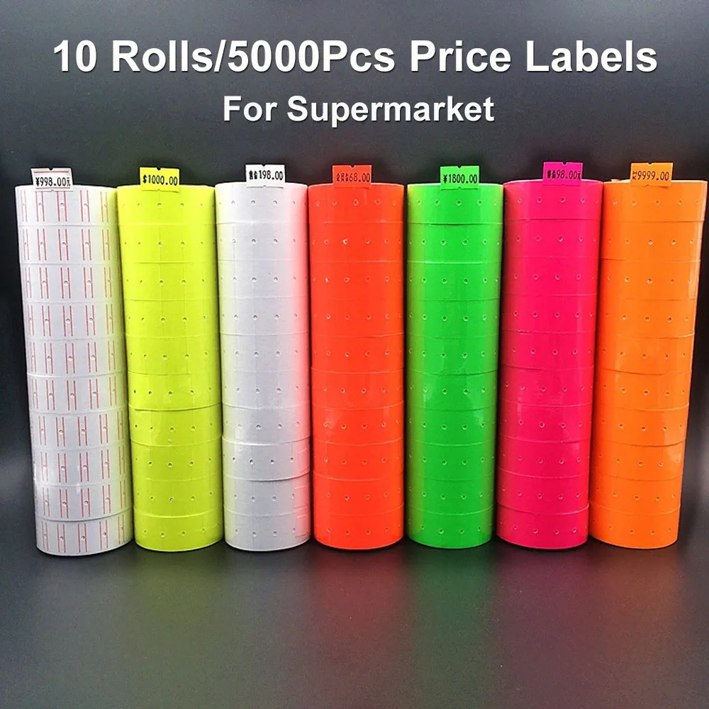 10Rolls MX5500 Price Tag Label Stickers Label Coding Paper Roll for Supermarket Commodity Price Label Coding Machine Price Paper