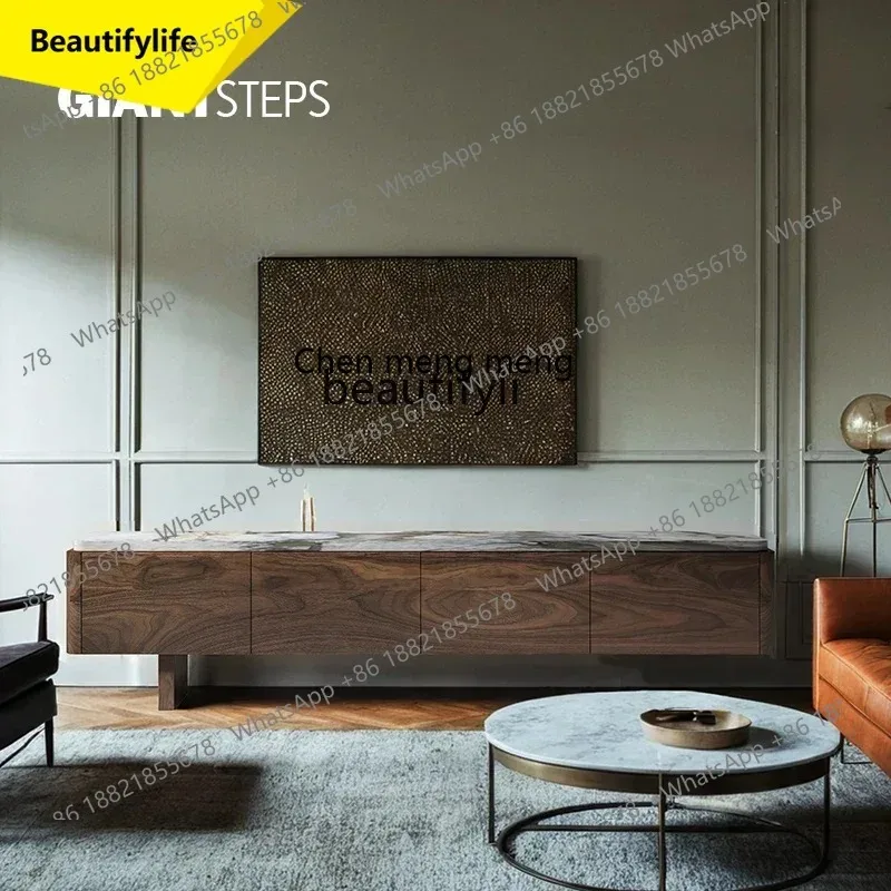 ss 8617 Natural marble TV cabinet combination, modern simple retro acrylic art TV cabinet