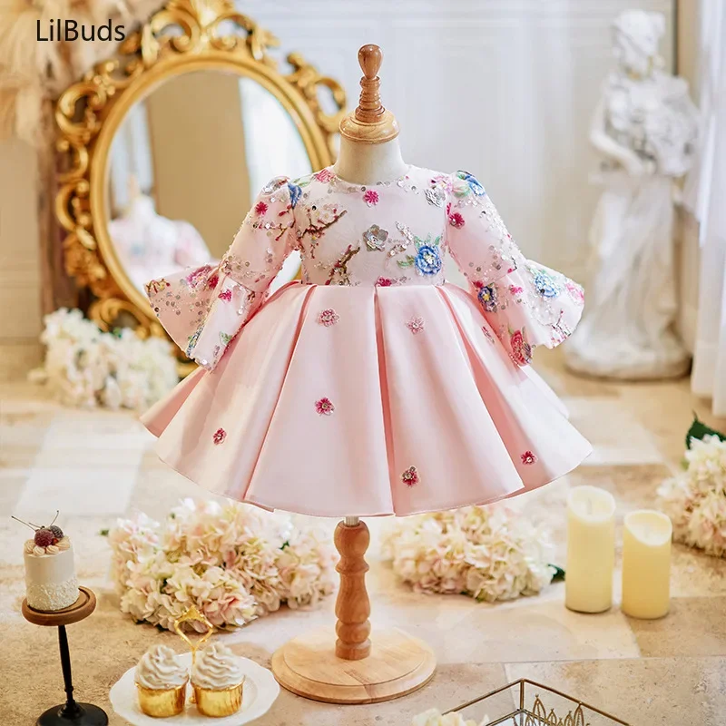 

2024 Children Babys One-Year-Old Dress Party Flower Girl Wedding Children's New Year Banquet Hundred Days Chinese Tang Clothes