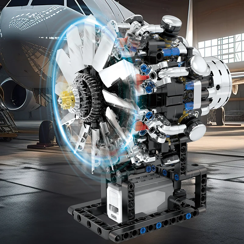 Nuevos bloques de construcción de motor de combustión interna de motor de avión V8, kits educativos de potencia de modelo de simulación, regalos para niños