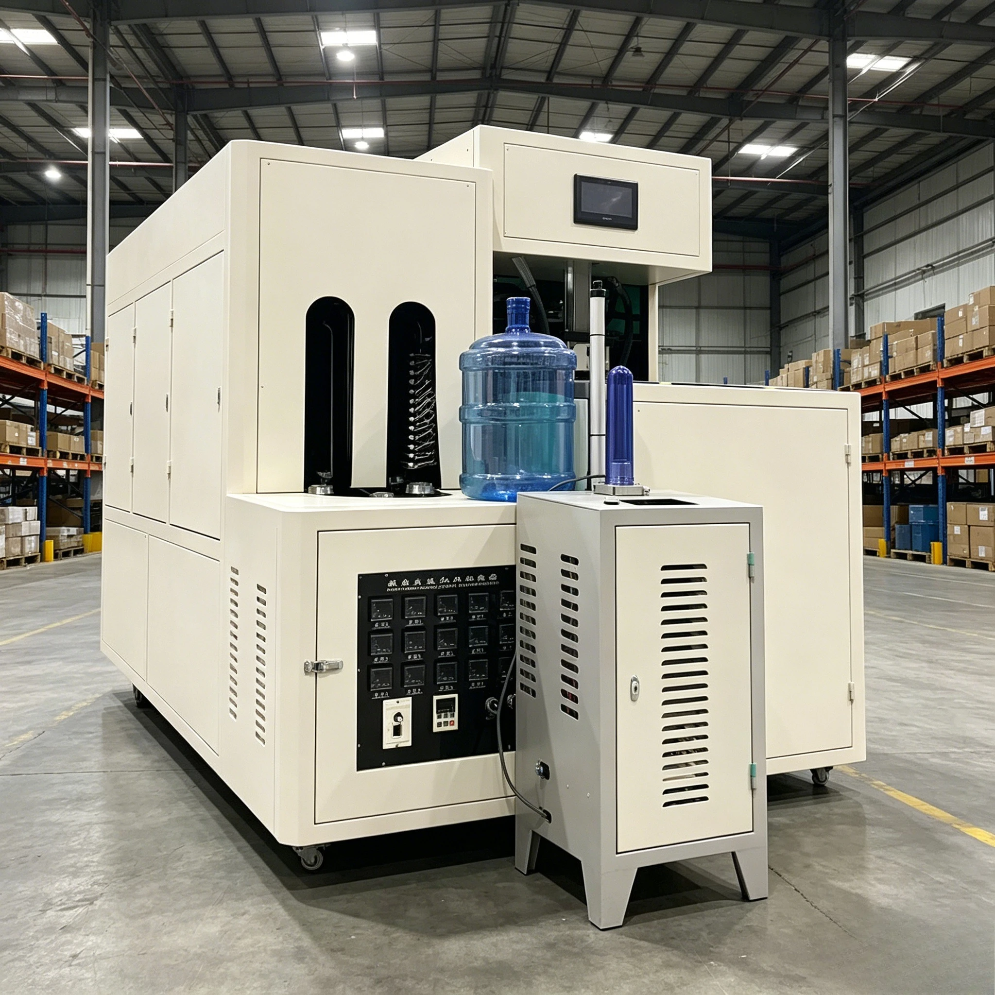 Semi-Automatic 3L PET Stretch Blow Moulding Machine FESTO Rotary Cylinder Mitsubishi PLC High Productivity Motor Core Components