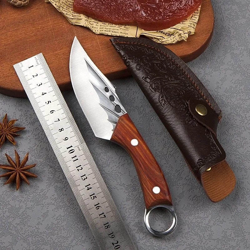 سكين مزورة مصنوع يدويًا مع غمد، سكين مطبخ من الفولاذ المقاوم للصدأ عالي الكربون، مناسب للهدايا متعددة الوظائف مثل #2