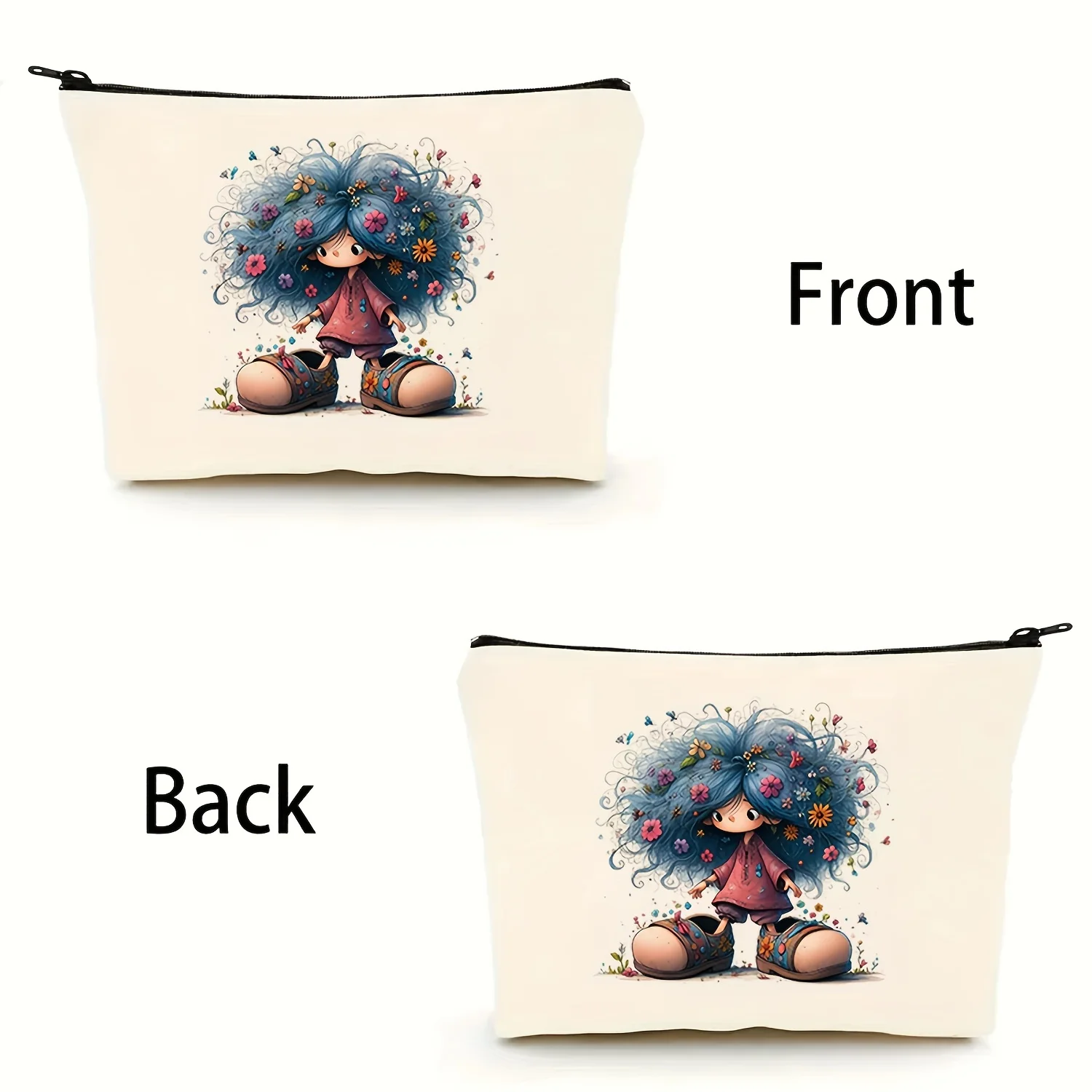 A Cute Girl Printed Makeup Bag-a Cute Multifunctional Zipper Pouch, Jewelry Storage Bag, Perfect Travel Zipper Small Storage Bag