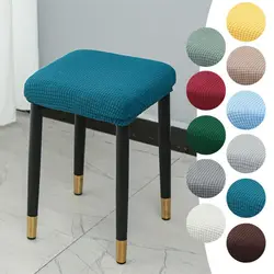 Thickened Stool Cover Colorful Elastic Plaid Square Seat Cover Removable Chair Cover Anti-fouling Dressing Stool Cover Household