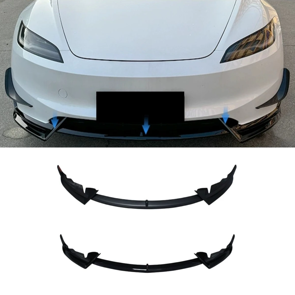 

Car Front Bumper Lip Spoiler Side Splitter Deflector Guards Bumper Protector For Tesla Model 3 2024 Body Kit Car Accessories