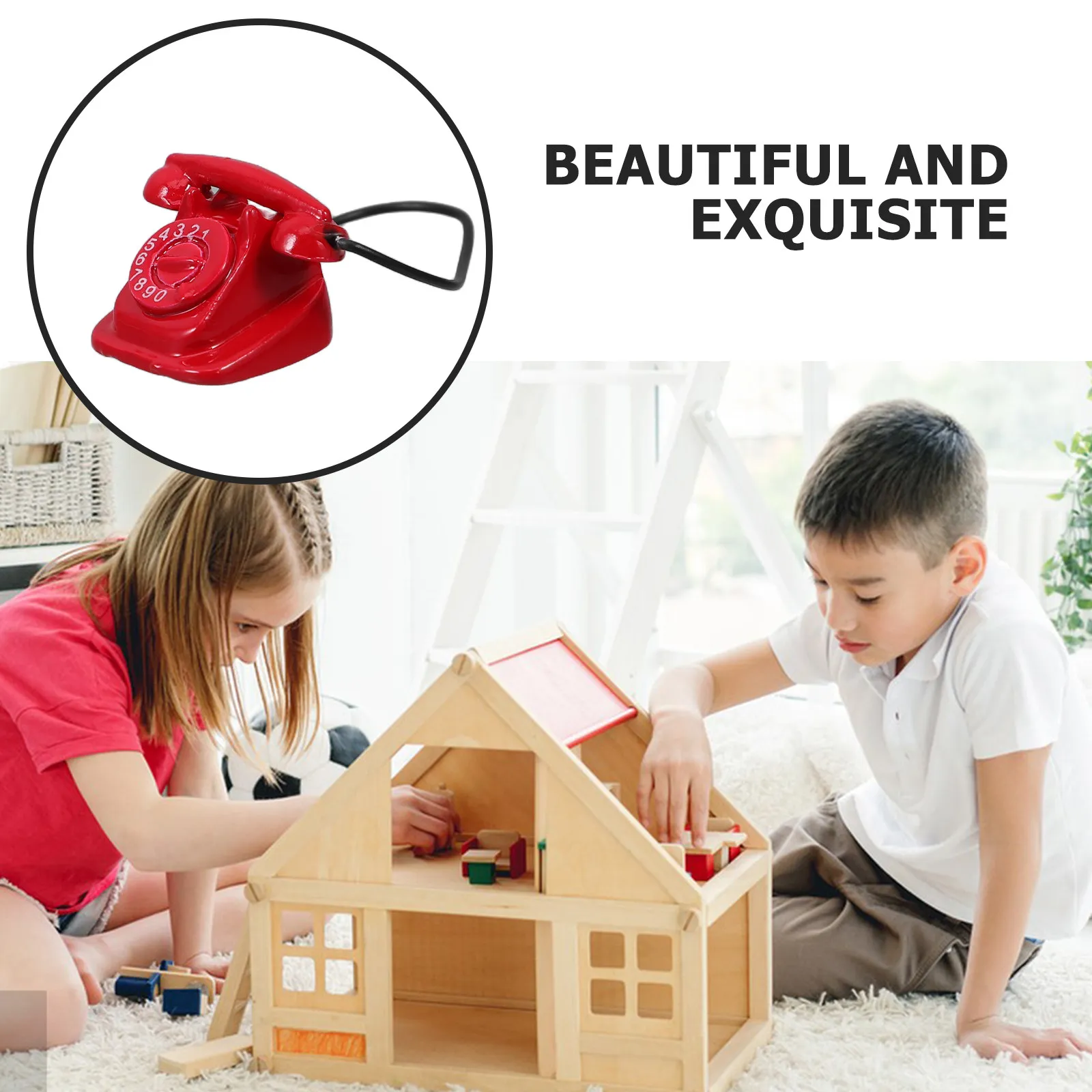 

Vintage Style Miniature Rotary Phone Dollhouse Decoration Exquisitely Crafted Realistic Detail Dollhouse Miniature Phone