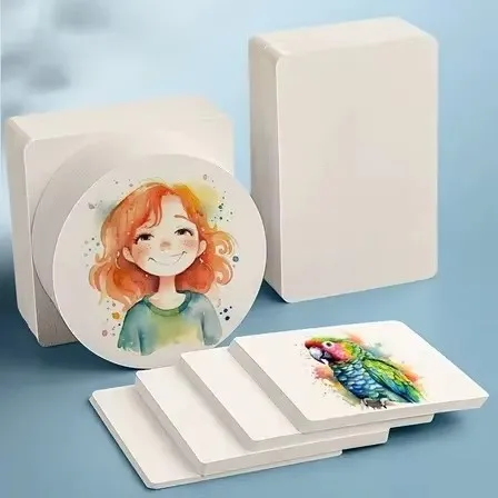 50 Postcards of ArtCraft Watercolor Paper - Thick Square, Round and Rectangular Blank Cards, Suitable for Painting, Vocabulary