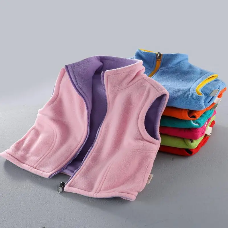 

Теплый жилет для мальчиков и девочек, весенне-осенне-зимний жилет с круглым вырезом, однотонные топы без рукавов, удобная детская одежда для детей 4-8 лет