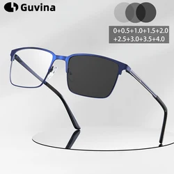 Anti Blue Light Square Frame Men Prescription Photochromic Reading Glasses Optical Eyewear Spectacles Business Eyeglasses Frames