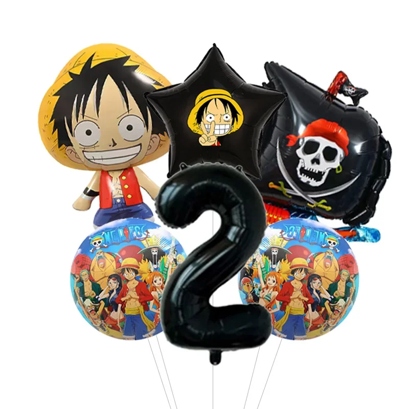 Jungen Anime Geburtstags-Ballonpaket One Piece Luffy Folienballon mit Konfetti Latex-Bündel für Heimparty – Detail 3