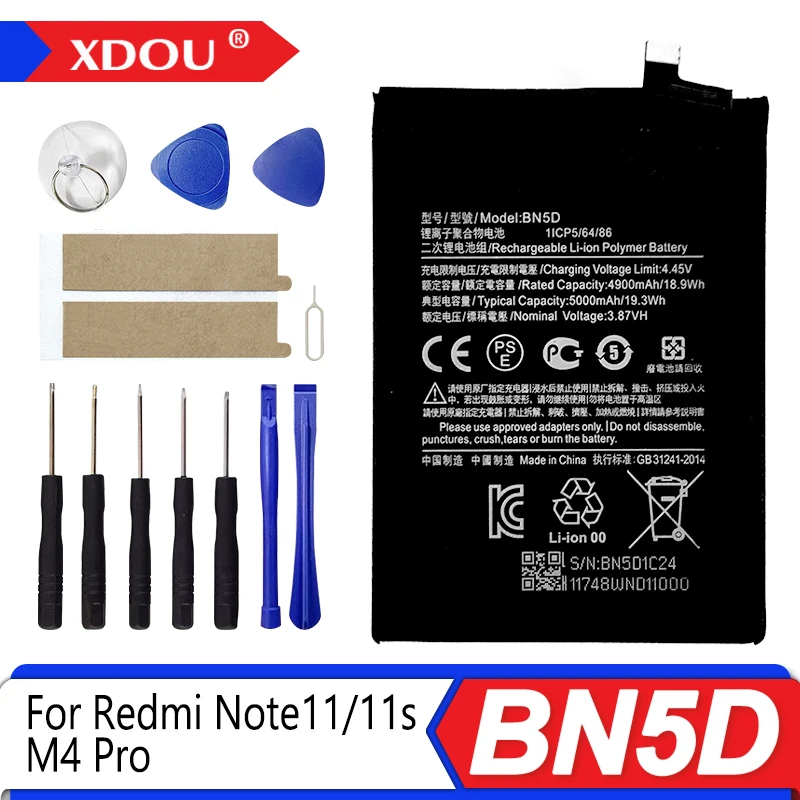Brand New BN5D 5000mAh Battery For Xiaomi Redmi Note 11S 11 4G / M4 PRO 4G  Phone Replacement Batteries+Tools