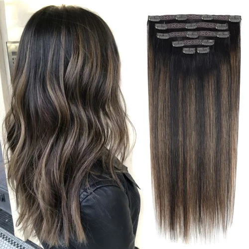 Imagen 2 del producto Extensiones de cabello con Clip BHF, cabello humano liso, extensiones de cabello Natural, Clip de cabeza completa en Clip de cabello Natural