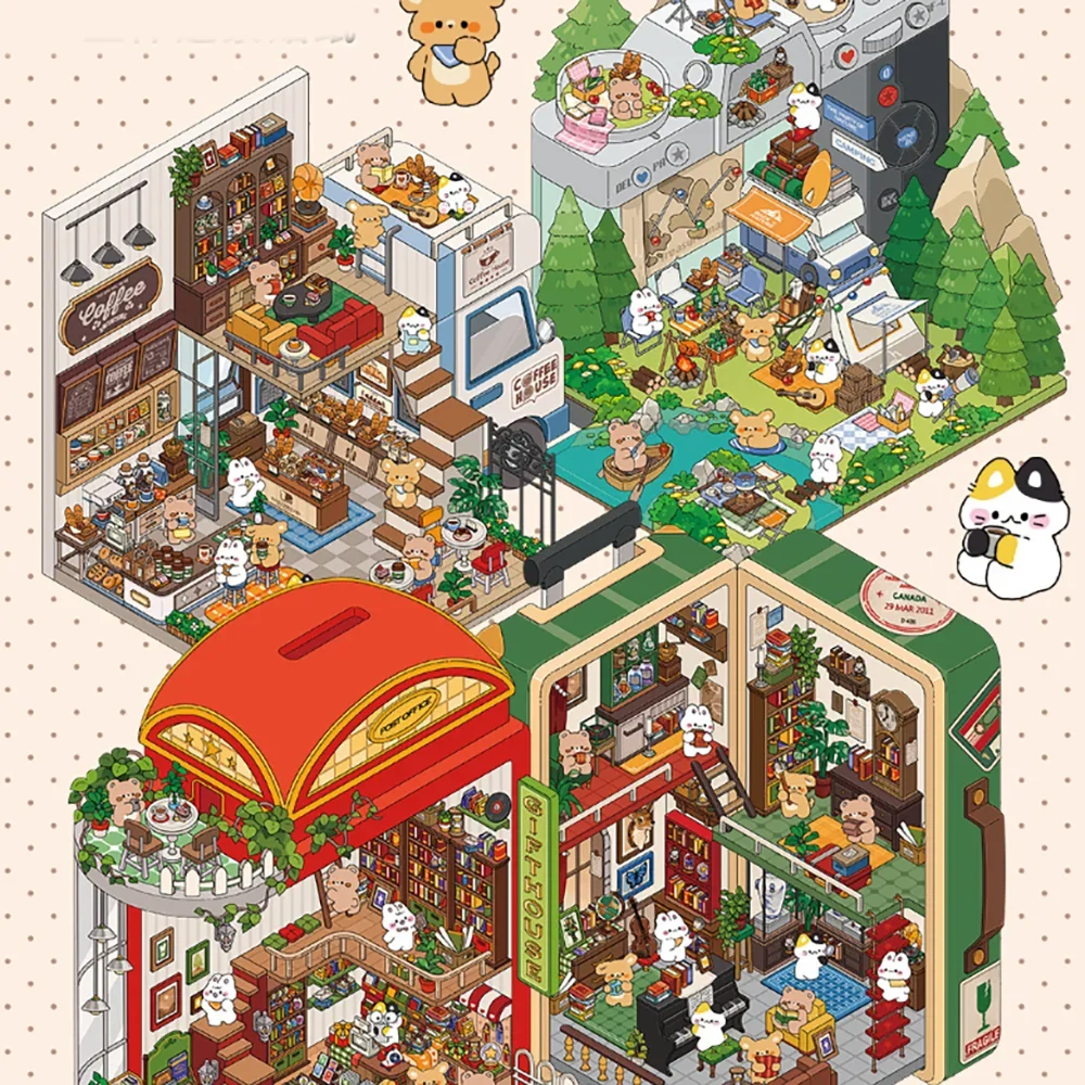 Creative 2.5D Landscape Stickers DIY Handmade Tent Landscape Decoration Stickers