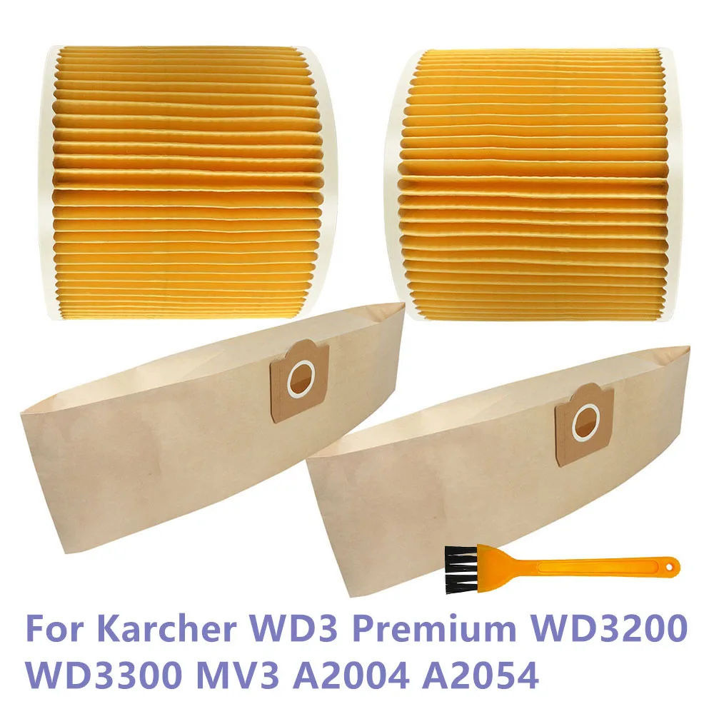 HEPA Filter Dust Bags For Karcher WD3 Premium WD3200 WD3300 MV3 A2004 A2054 Vacuum Cleaner Accessories