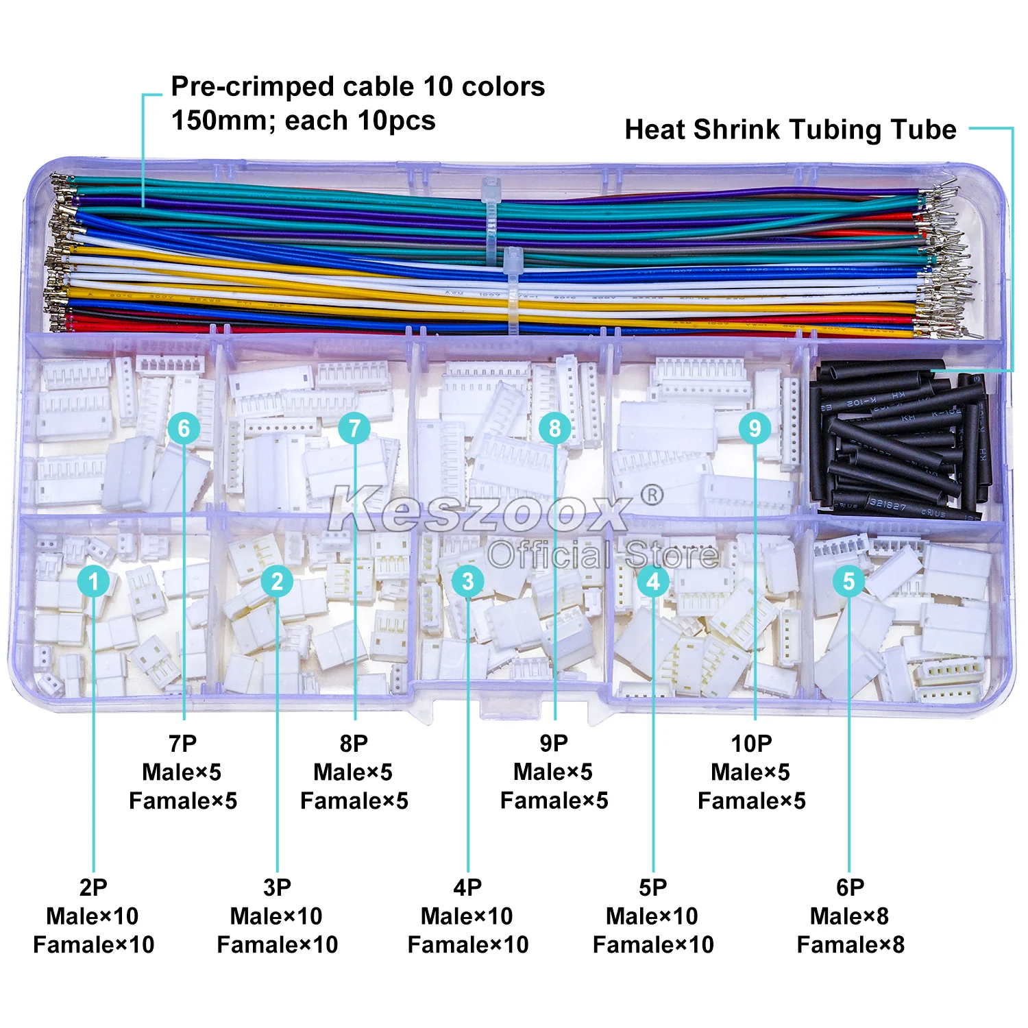 1.5mm Connectors JST ZH 1.5mm ZHR Male Female Connectors Housing with Pre-crimped Cable JST Connector Kit