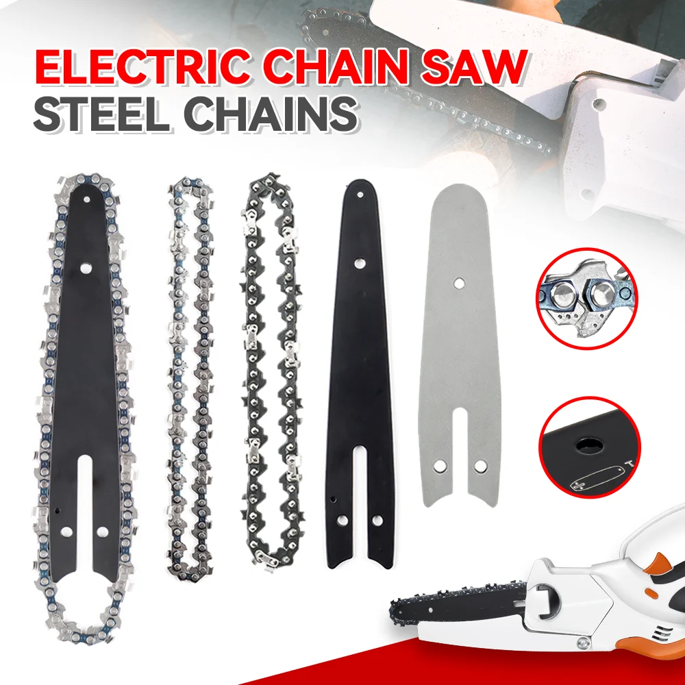 3/6/7PCS Electric Chainsaw Guide Plate Kit 4/6IN Electric Chain Saw Guide Replacement Mini Steel Chainsaw Chains Wear-resistant