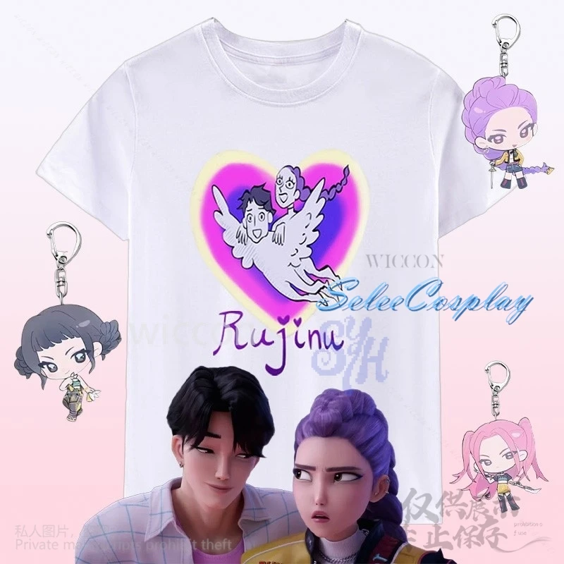 

Аниме фильм Kpop демон косплей RUJINU пара фанатов футболка Джину Руми сердце любовь униформа Kawaii милые милые подарки на Хэллоуин Cos