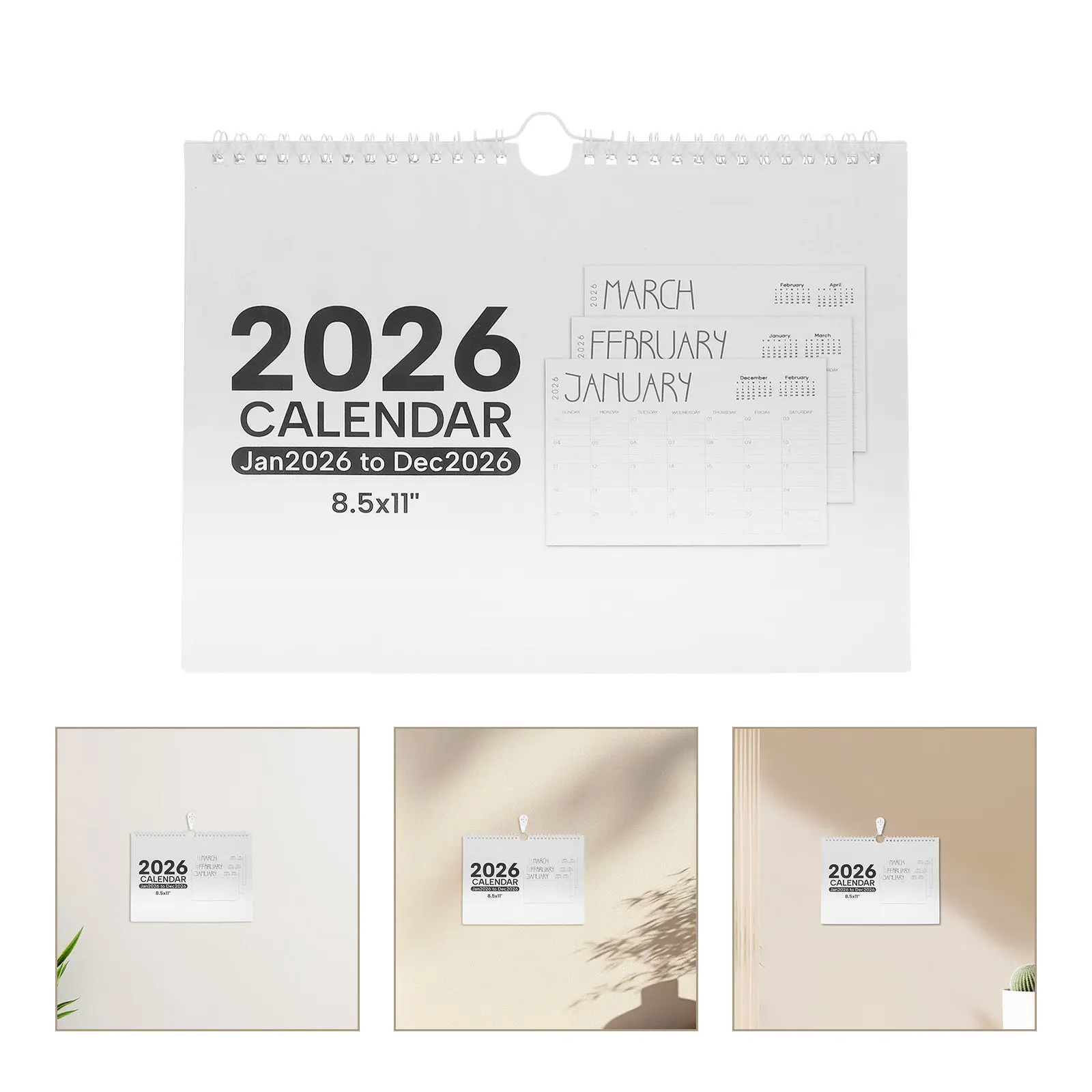 

Ежегодный настенный календарь-планировщик на 2026 год, вертикальный, с двойной проволочной переплеткой, с указанием международных праздников, из плотной бумаги, для дома и офиса