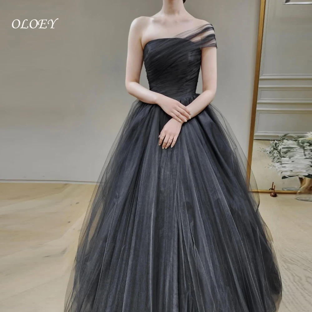 

OLOEY Strapless Black Evening Dresses Korea Photo shoot Wedding Straps Bolero Tulle Bridal Gowns 웨딩드레스 Customized Princess