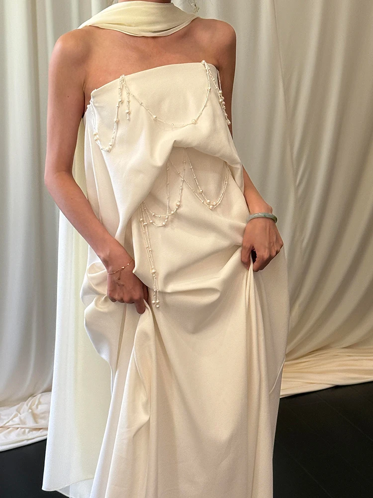 

Ele Satin Wedding Dr with Train for Women Bride Morning Robe Off-oulder Gown Floor-Length Long Skirt for Engagement