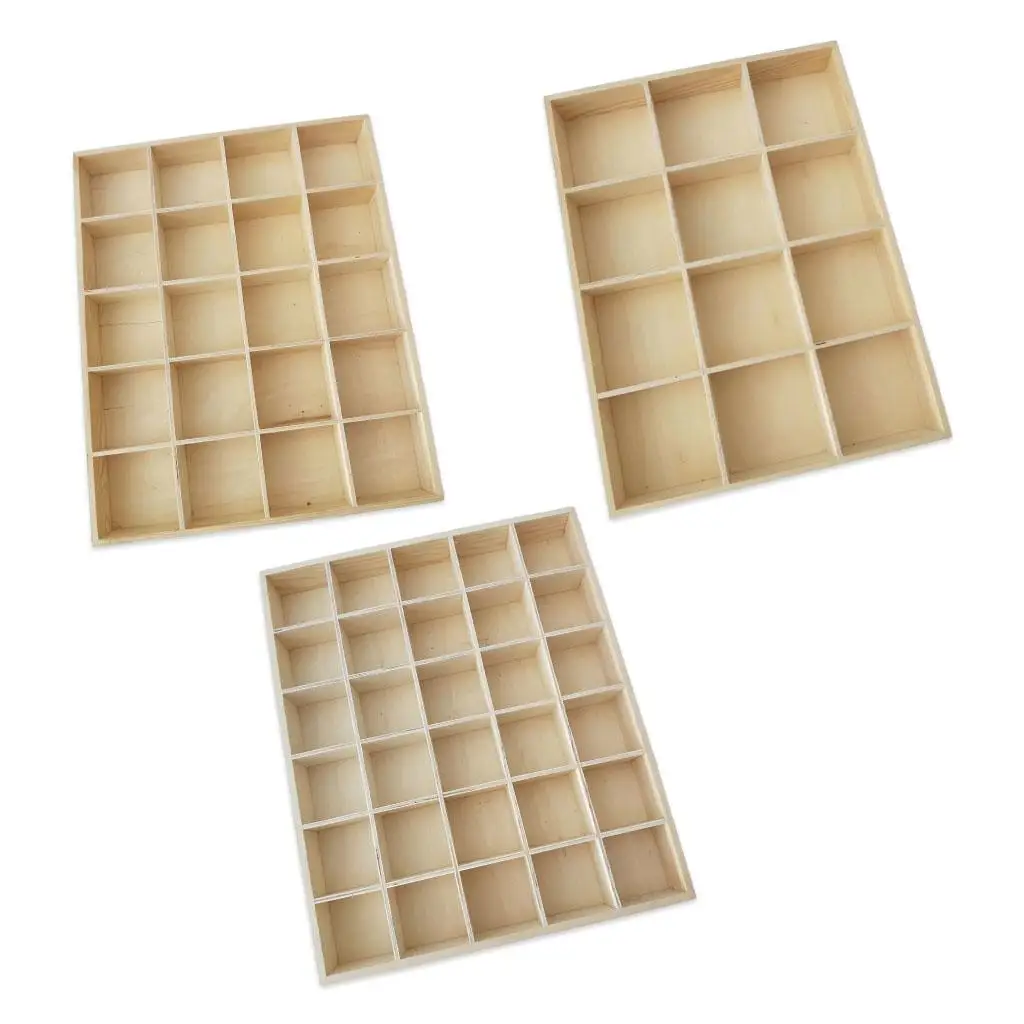 Grocery Storage Wooden Pastoral No Cover 20 Grids for Office Desk Stationery