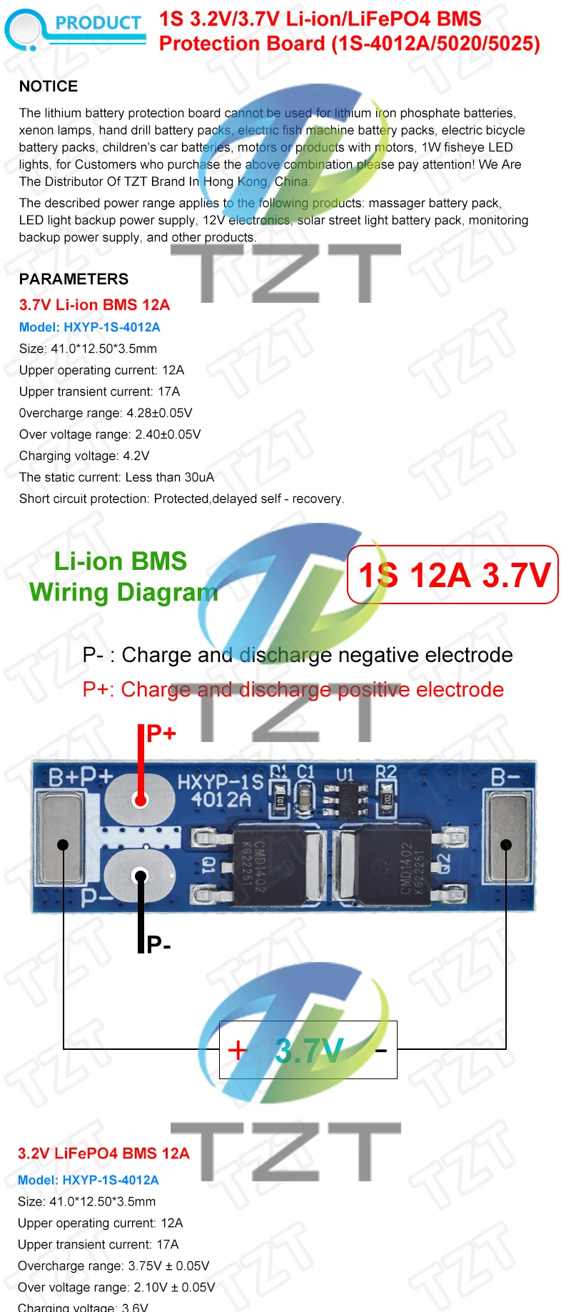 TZT 1/3PCS BMS 1S 12A 16A 24A 3,2V LiFePO4 / 3,7VLithium Batterie Schutz Bord 18650 4,2V Lade Spannung/Kurzschluss – Detail 4