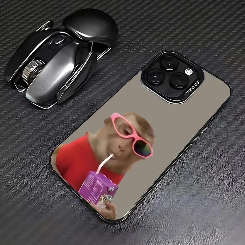 حافظة هاتف بنمط قرد مضحك مناسبة لهاتف آيفون 17 16 15 14 13 12 11 Pro/ Max/Plus غطاء خلفي مضاد للسقوط والصدمات