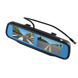 ANSHILONG Universal Car Interior Mirror Built in Dual LCD Screen Monitor with 4CH Video input